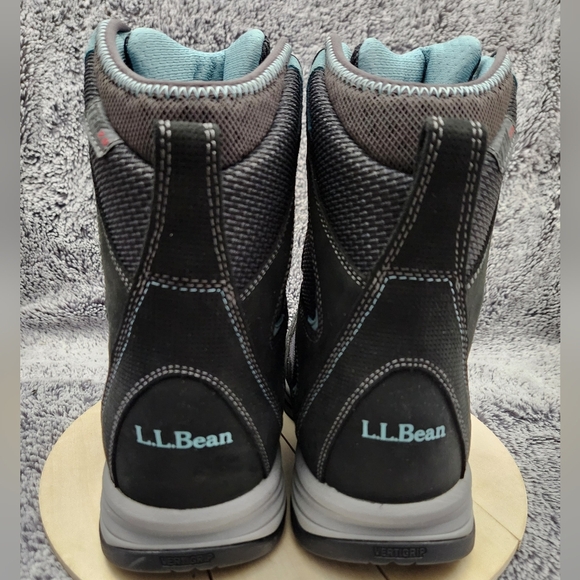 L.L. Bean Womens Tek 2.0 Winter Boots 8.5 M Black Blue Suede/ Mesh Primaloft 8" - Picture 7 of 9